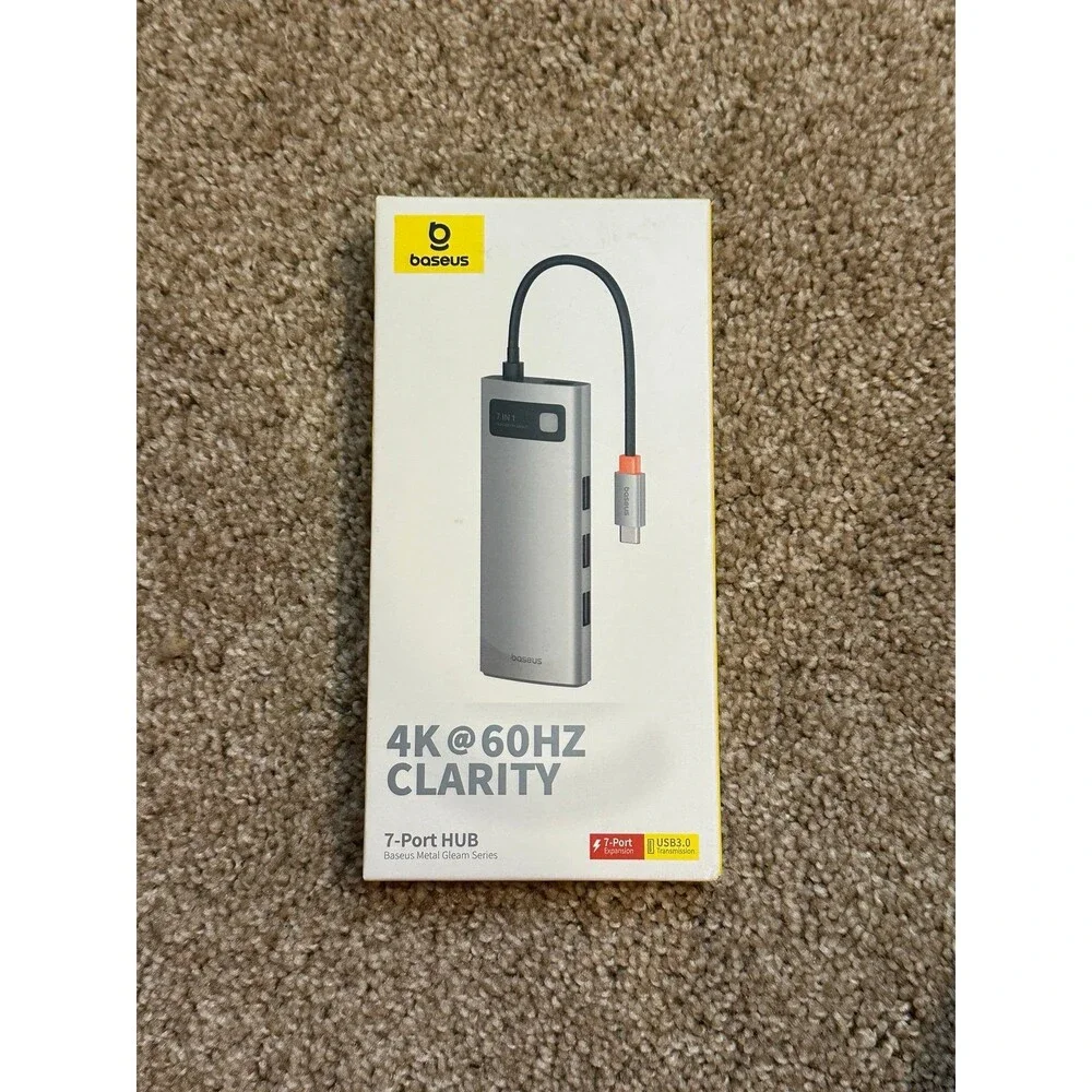 Hub 7in1 Baseus Gleam, USB-C to 1x HDMI4K 60Hz 3x USB3.0 1x PD 1x SD/TF (gray)